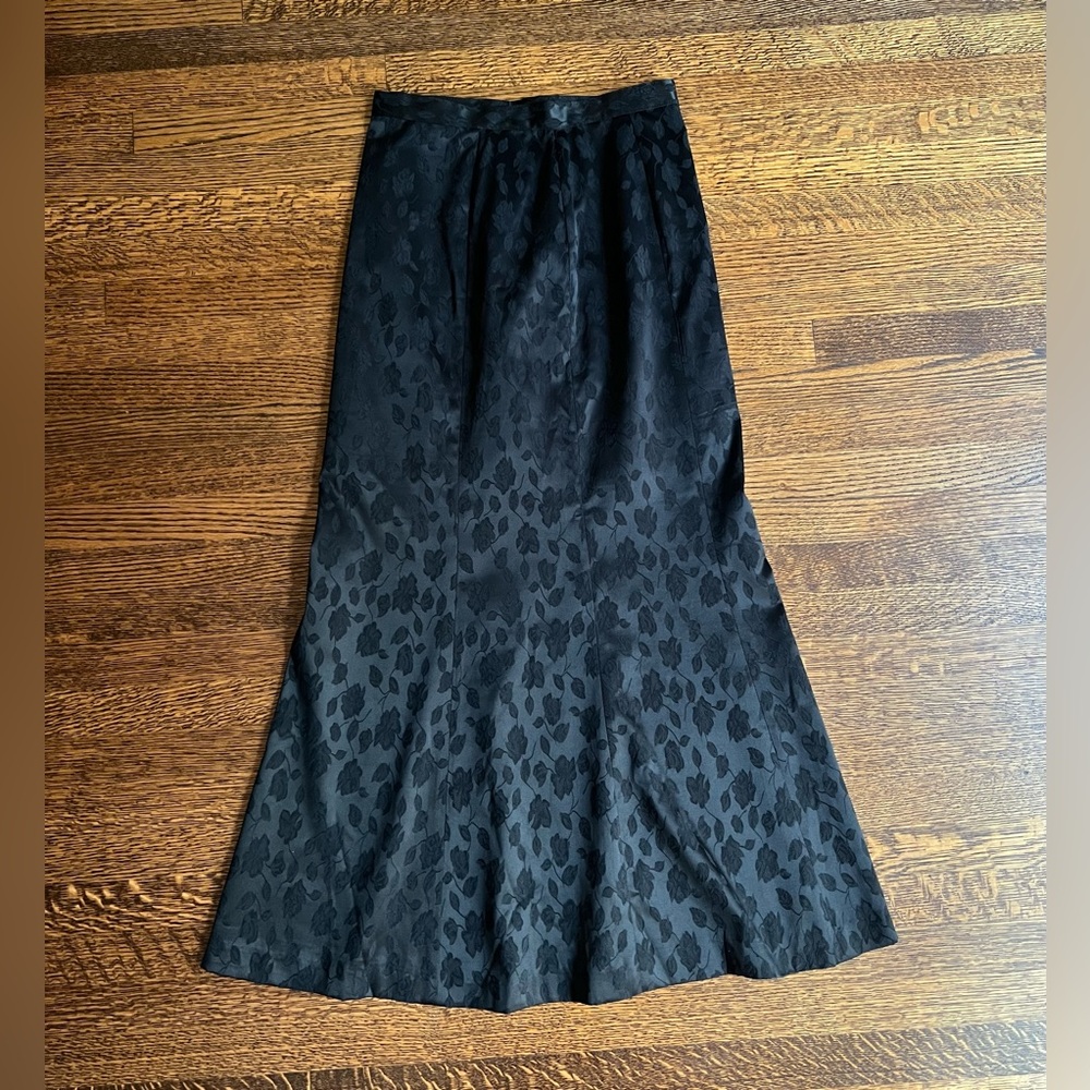 Vintage Silk Rose Maxi Skirt, Tailored Long Floral Skirt - Picture 2 of 6